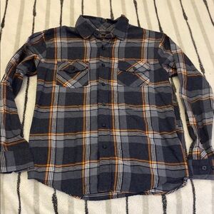 Casual Gray and Orange Button Down Shirt